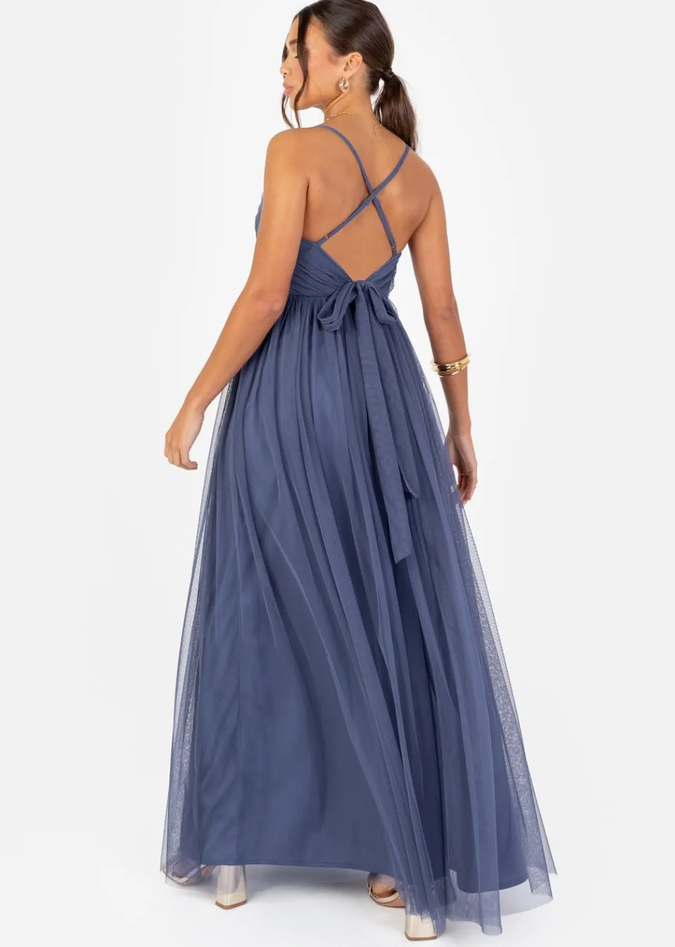 Dresses>Anaya with Love Recycled Indigo Blue Cami Maxi Dress with Bow Detail