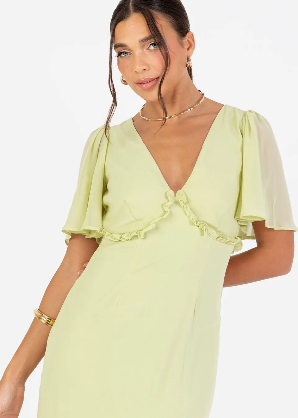 Dresses>Anaya with Love Recycled Spring Green V Neck Maxi Dress