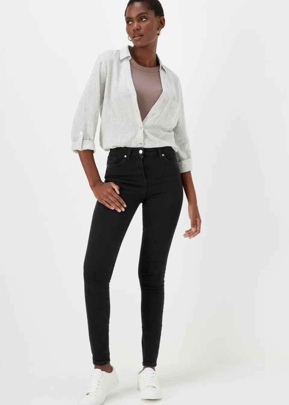 Jeans & Jeggings>Papaya Denim April Skinny Jeans (Long Length) Black