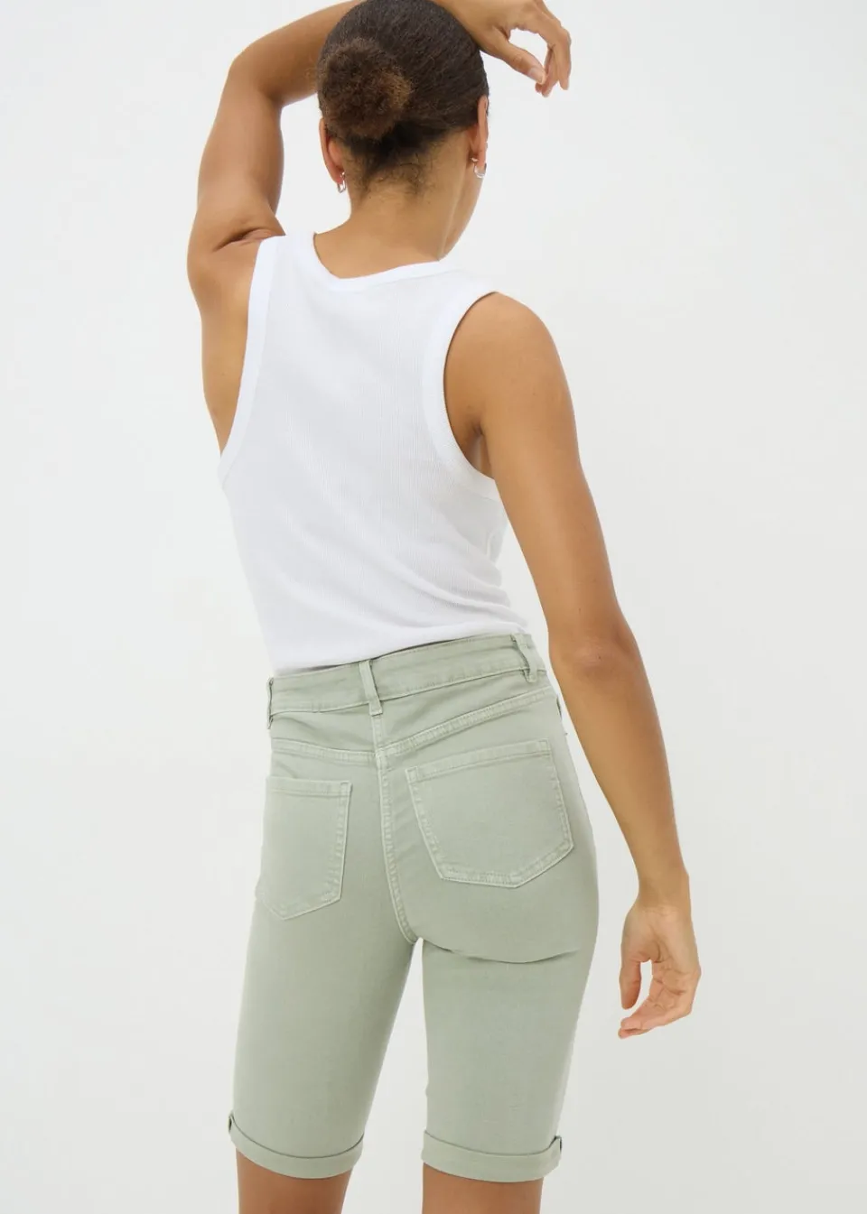 Shorts>Papaya Denim April Green Denim Knee Shorts