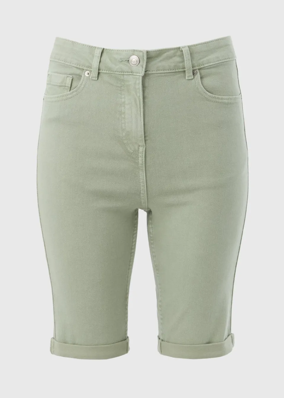 Shorts>Papaya Denim April Green Denim Knee Shorts