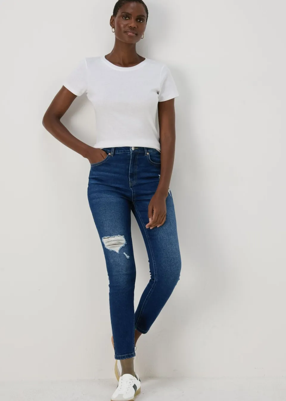 Jeans & Jeggings> April Mid Wash Ripped Skinny Jeans