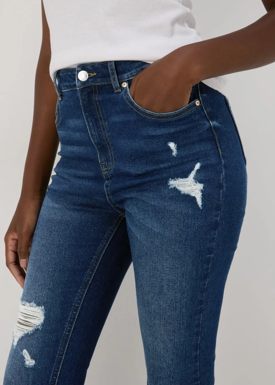 Jeans & Jeggings> April Mid Wash Ripped Skinny Jeans