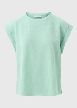 T-Shirts>Papaya Aqua Rolled Sleeve T-Shirt
