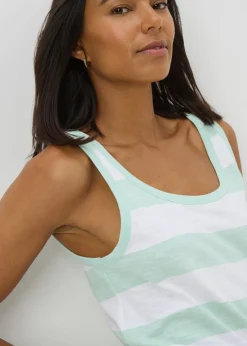 Tops>Papaya Aqua Stripe Vest Top