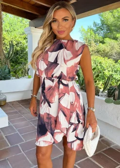 Dresses>AX Paris Multi Floral Print Round Neck Mini Dress