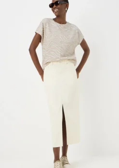 T-Shirts>Papaya Beige Animal Print Ponte T-Shirt