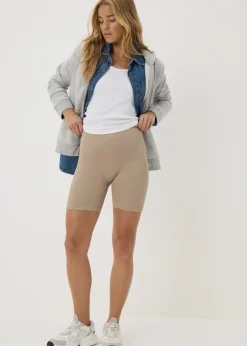 Shorts>Papaya Beige Seamless Cycle Shorts