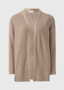 Tops>Papaya Sequin Longline Cardigan Beige