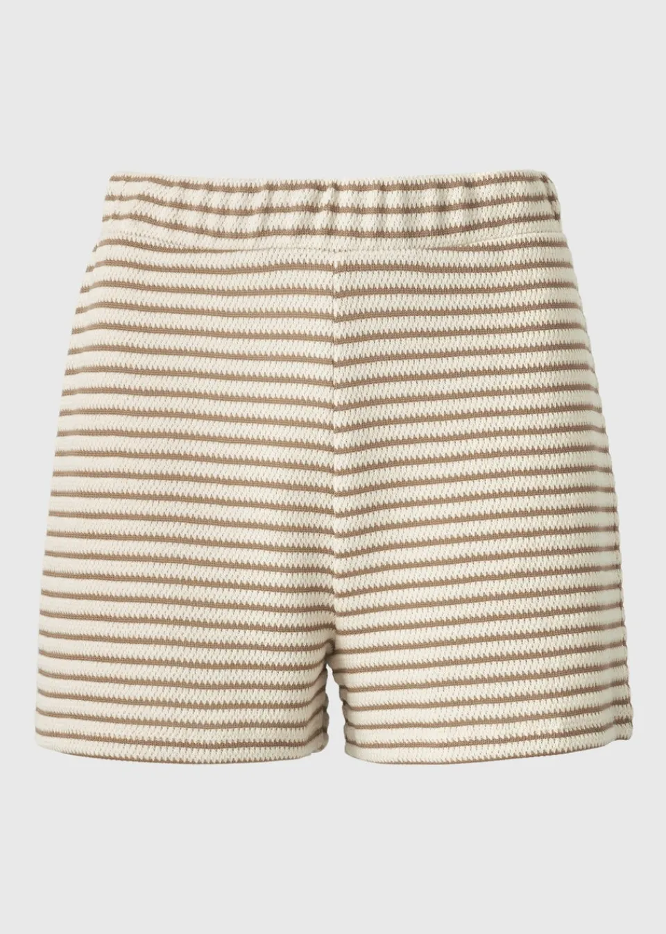 Shorts>Papaya Beige Stripe Textured Co Ord Shorts