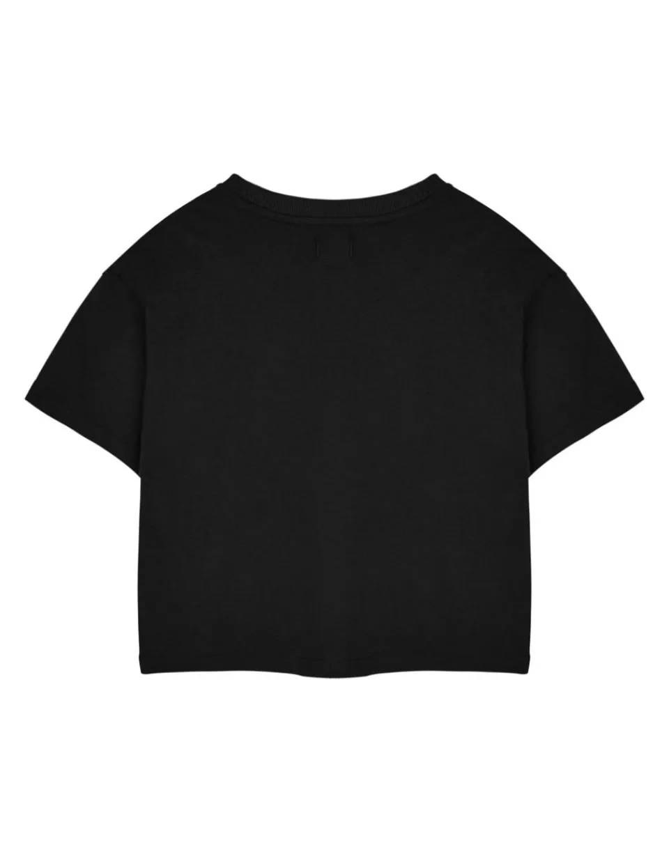 T-Shirts>Betty Boop Heart Black Cropped Short Sleeved T-Shirt