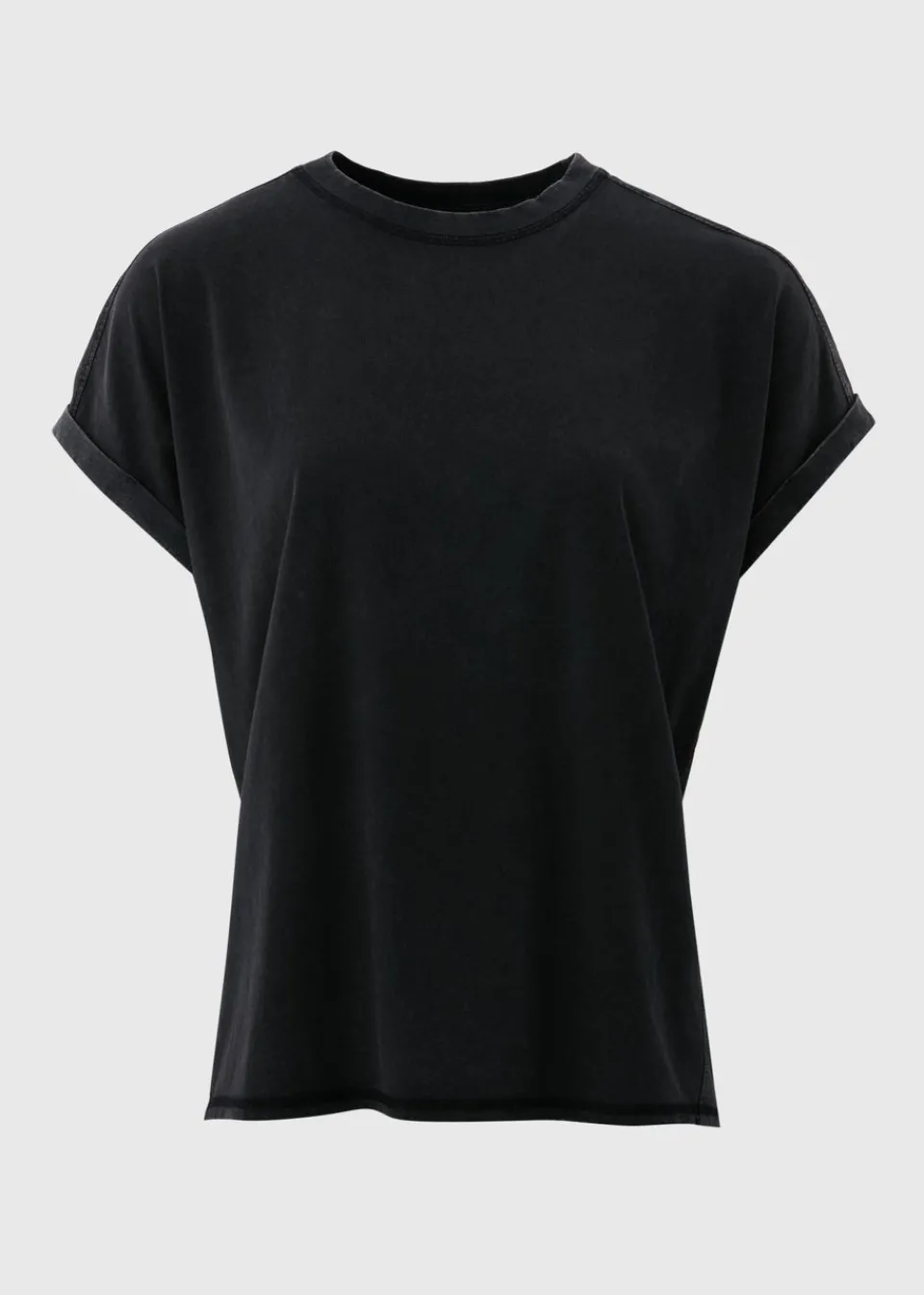 T-Shirts>Papaya Black Acid Wash Longline T-Shirt