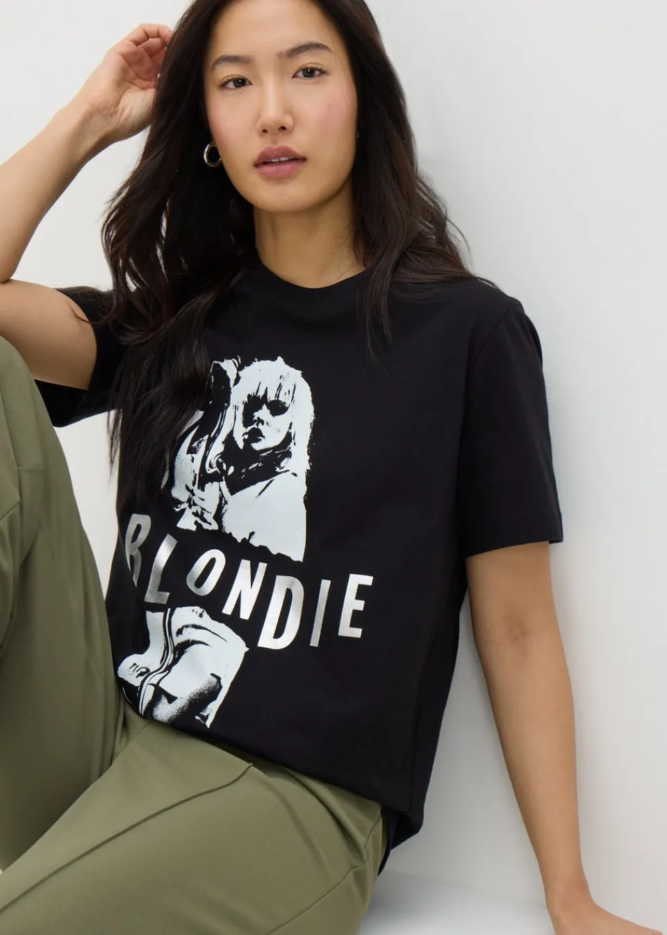 T-Shirts>Blondie Black Monochrome Graphic T-Shirt