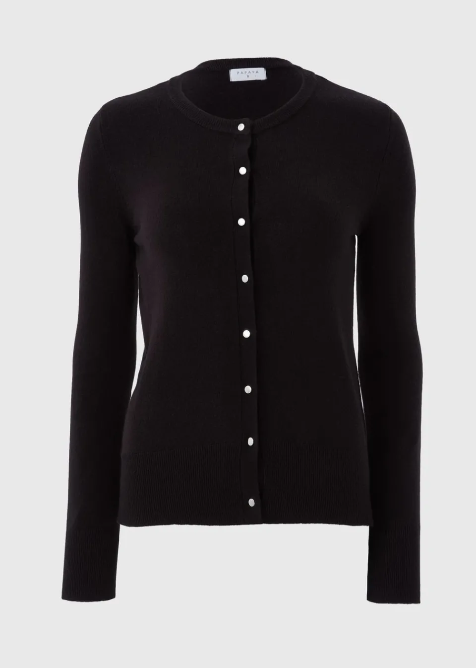 Tops>Papaya Black Button Soft Cardigan