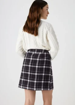 Skirts>Papaya Black Check A Line Skirt