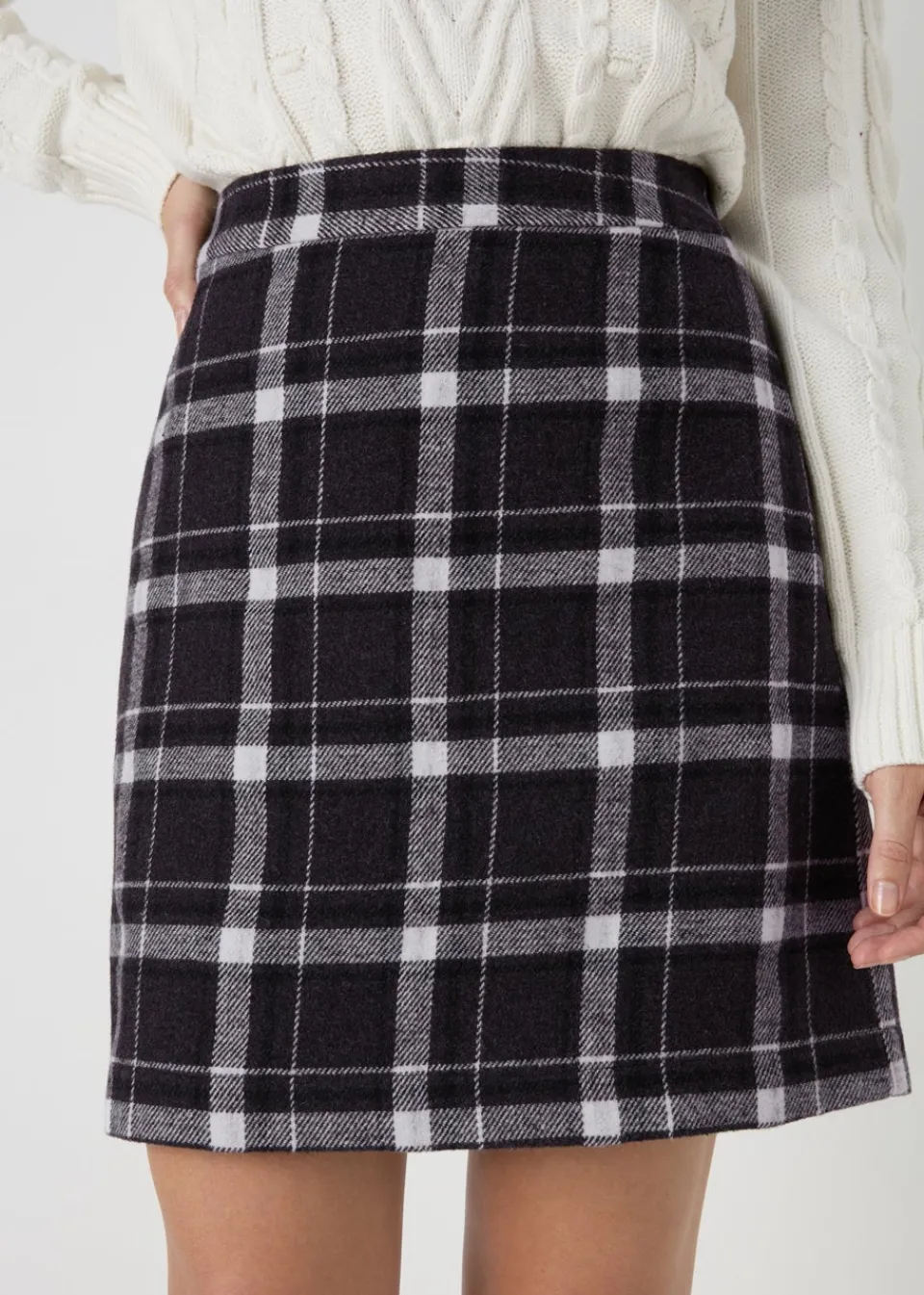 Skirts>Papaya Black Check A Line Skirt