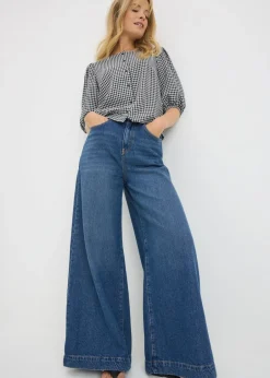 Tops>Papaya Black Check Button Gingham Blouse