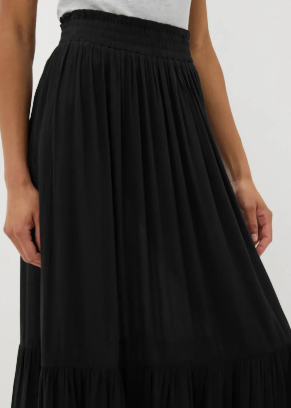 Skirts>Papaya Black Cheesecloth Maxi Skirt