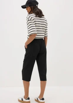 Trousers>Papaya Black Cropped Trousers