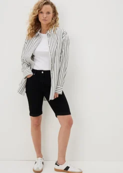 Shorts>Papaya Denim Black Denim Knee Length Shorts