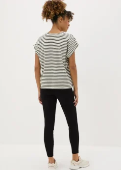Leggings>Papaya Denim Look Ankle Length Leggings Black