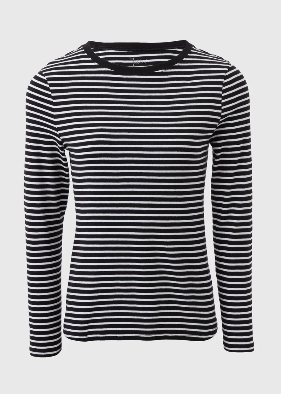 T-Shirts>Papaya Black Fitted Long Sleeve Stripe Top