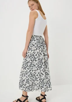 Skirts>Papaya Black Floral Flared Hem Midaxi Skirt