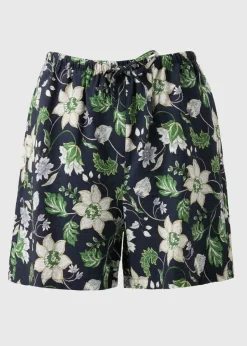 Shorts> Black Floral Textured Shorts