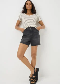 Shorts>Papaya Black High Waisted Denim Shorts