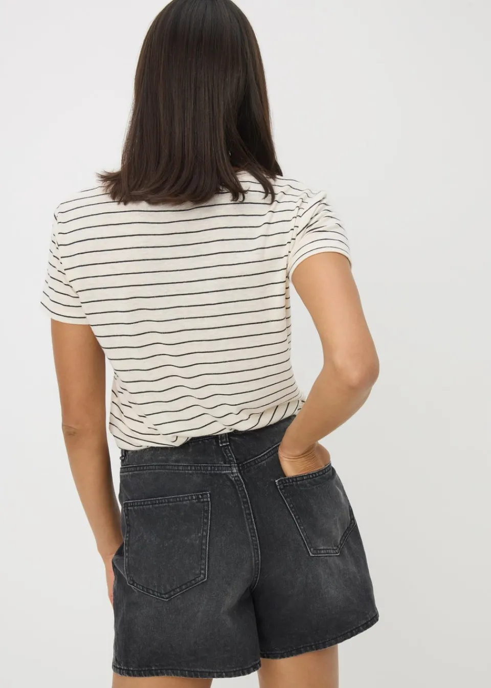Shorts>Papaya Black High Waisted Denim Shorts
