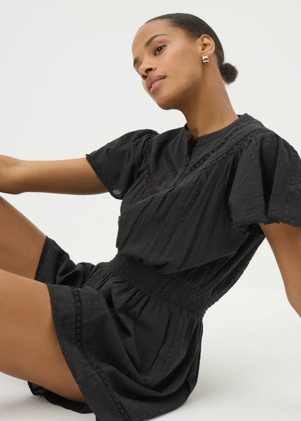 Jumpsuits & Playsuits>Papaya Black Lace Playsuit