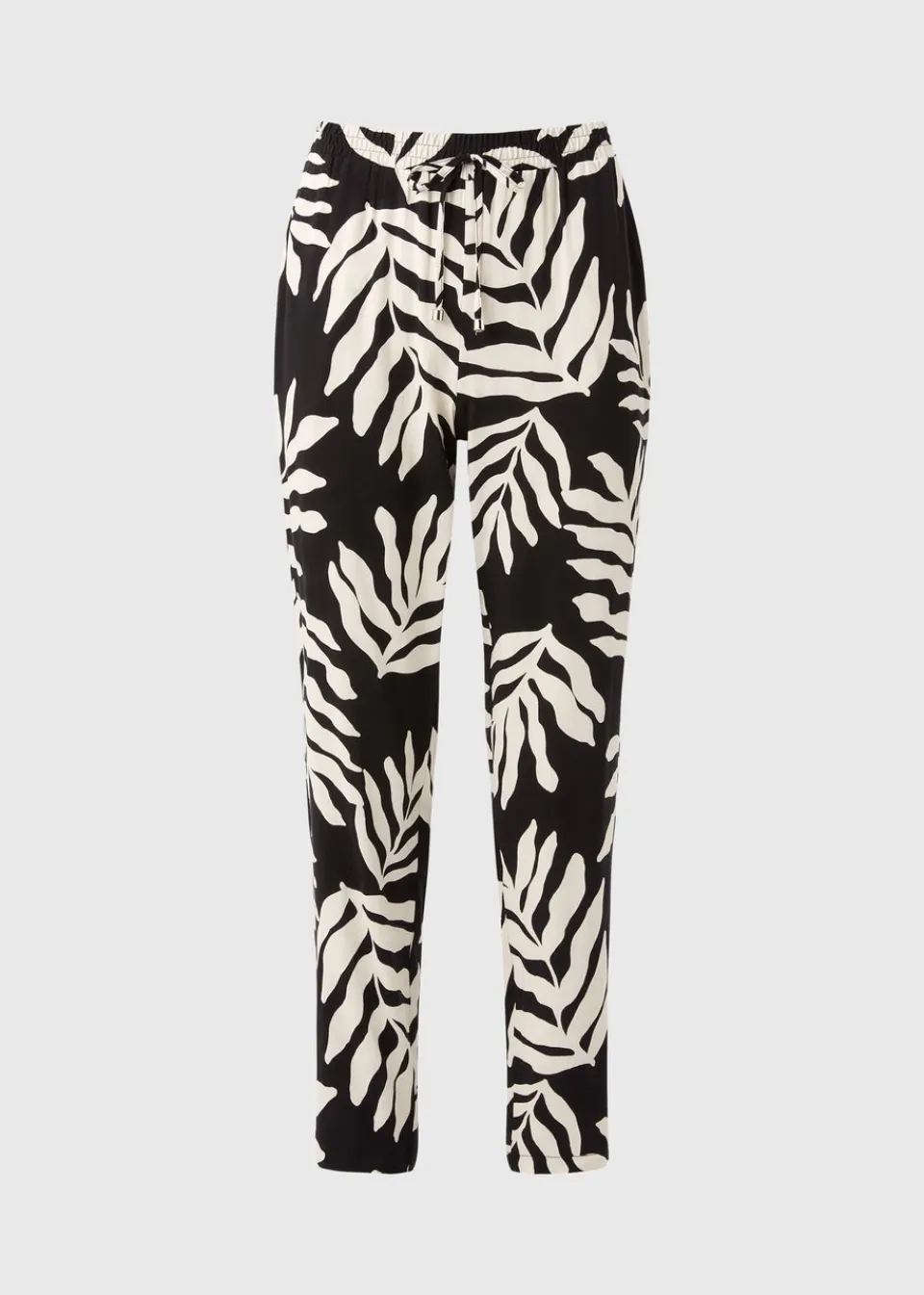 Trousers>Papaya Black Leaf Tapered Trousers