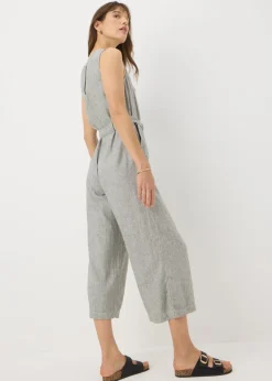 Jumpsuits & Playsuits>Papaya Black Linen Blend Monochrome Stripe Jumpsuit