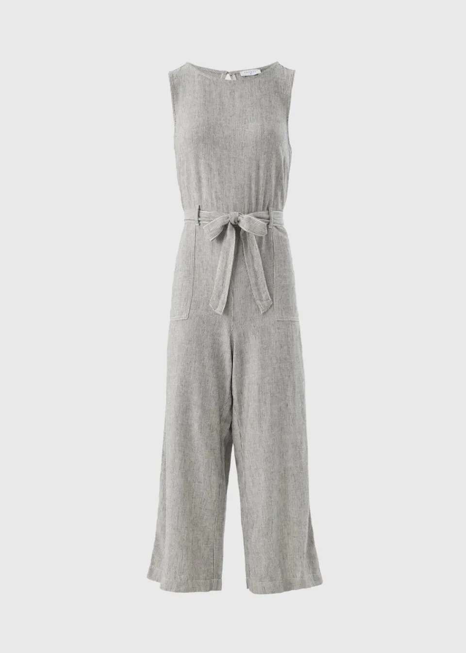 Jumpsuits & Playsuits>Papaya Black Linen Blend Monochrome Stripe Jumpsuit