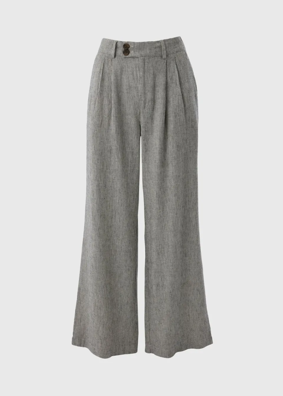 Trousers>Papaya Black Mono stripe Linen Trousers