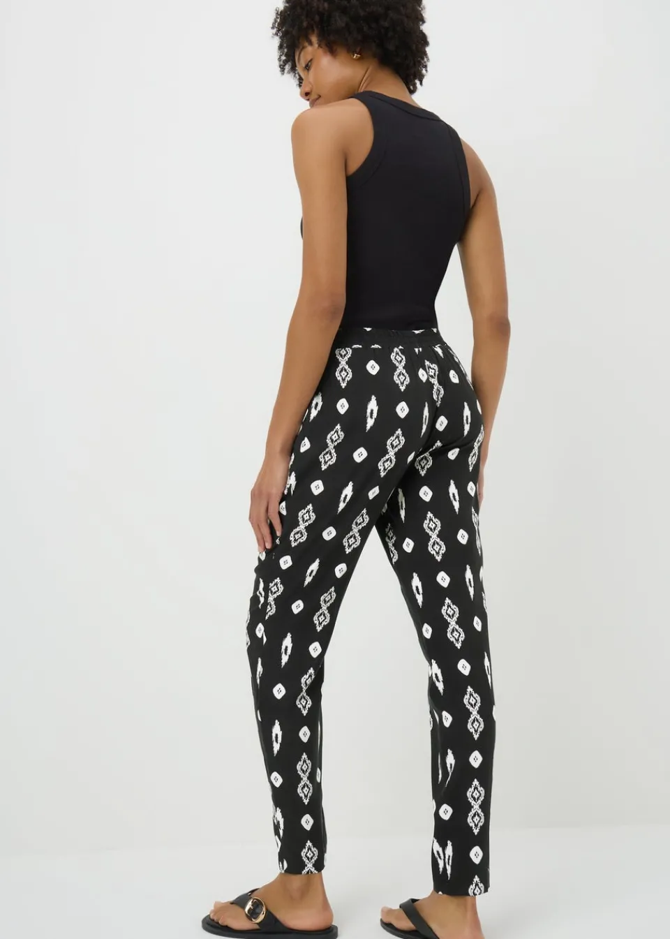 Trousers>Papaya Black Monochrome Print Tapered Trousers