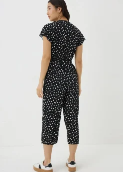 Jumpsuits & Playsuits>Papaya Black Monochrome Spot Plisse Culotte Jumpsuit