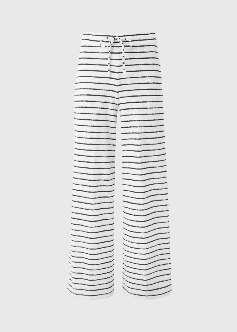 Trousers>Papaya Holiday Black Monochrome Stripe Towelling Wide Leg Trousers
