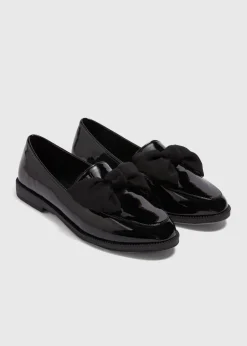 Footwear>Papaya Black Patent Bow Loafers