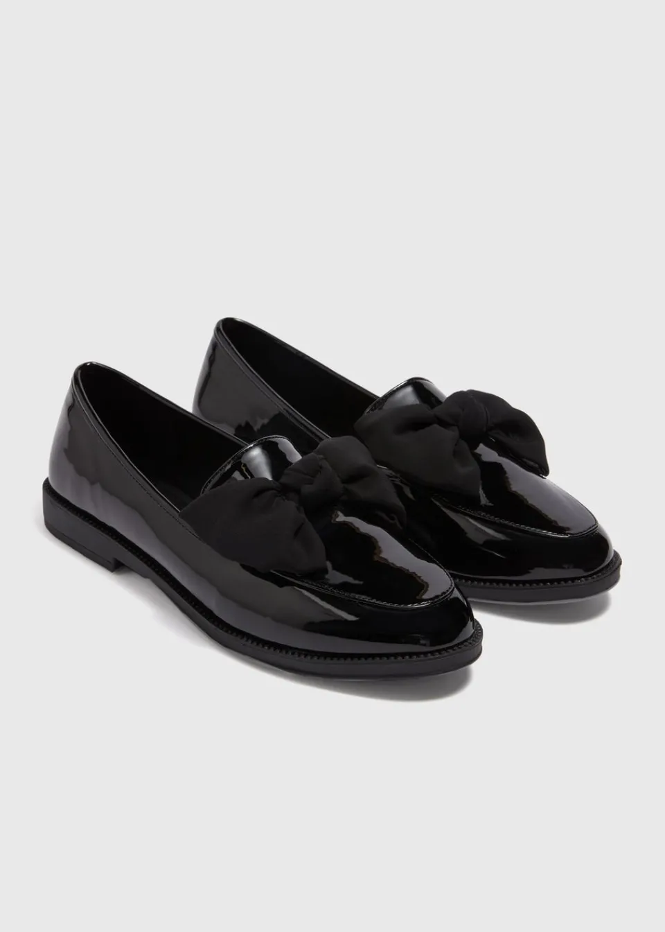 Footwear>Papaya Black Patent Bow Loafers