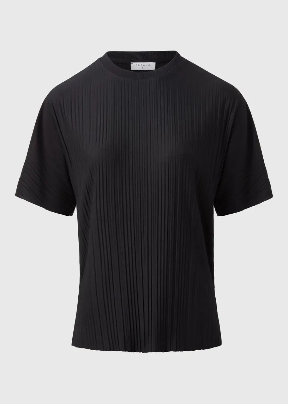 T-Shirts>Papaya Black Plisse Co Ord T-Shirt