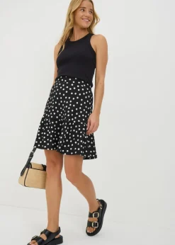Skirts>Papaya Black Polka Dot Mini Skirt