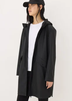 Coats & Jackets>Papaya Black Rubberised Showerproof Parka Coat