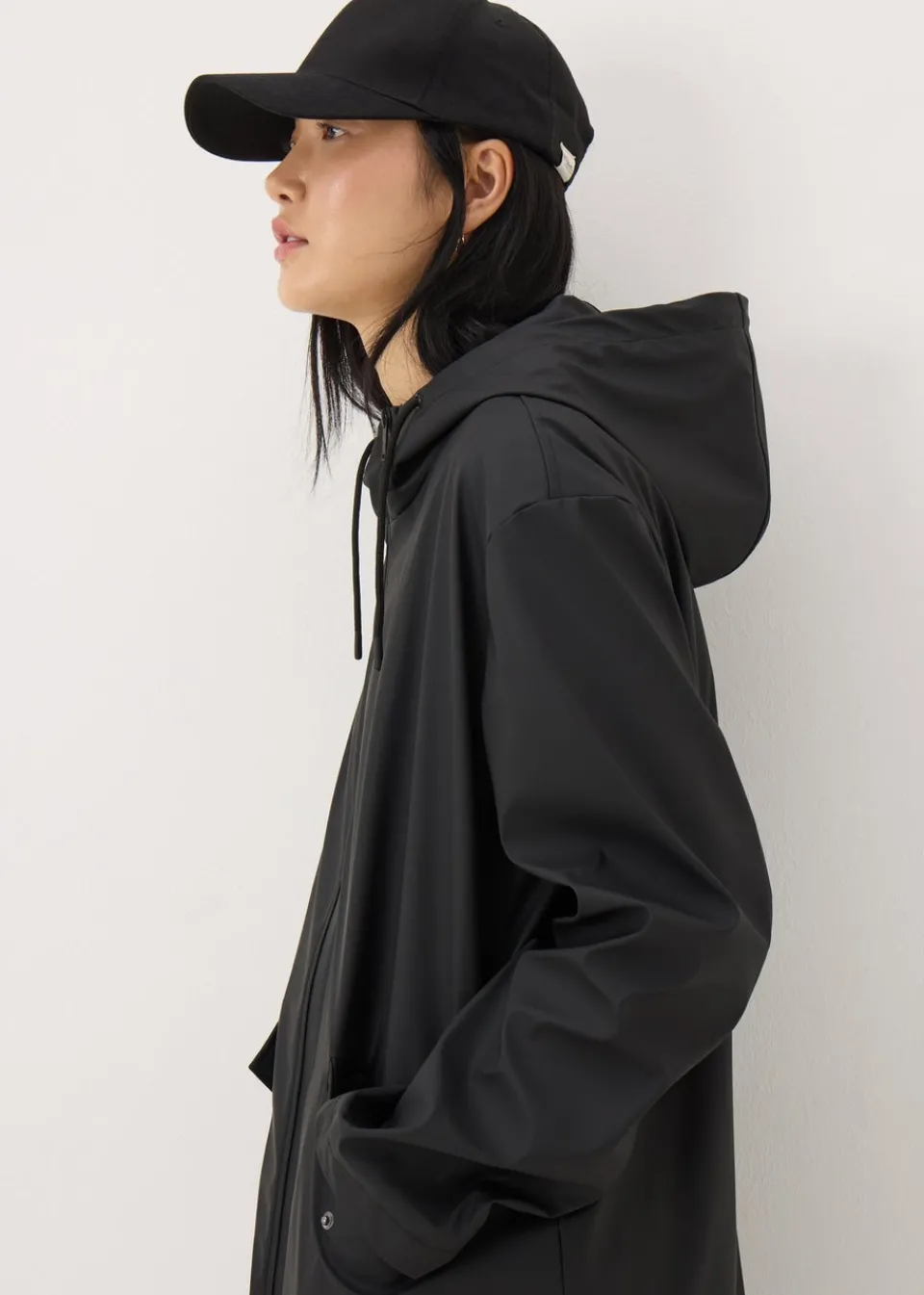 Coats & Jackets>Papaya Black Rubberised Showerproof Parka Coat