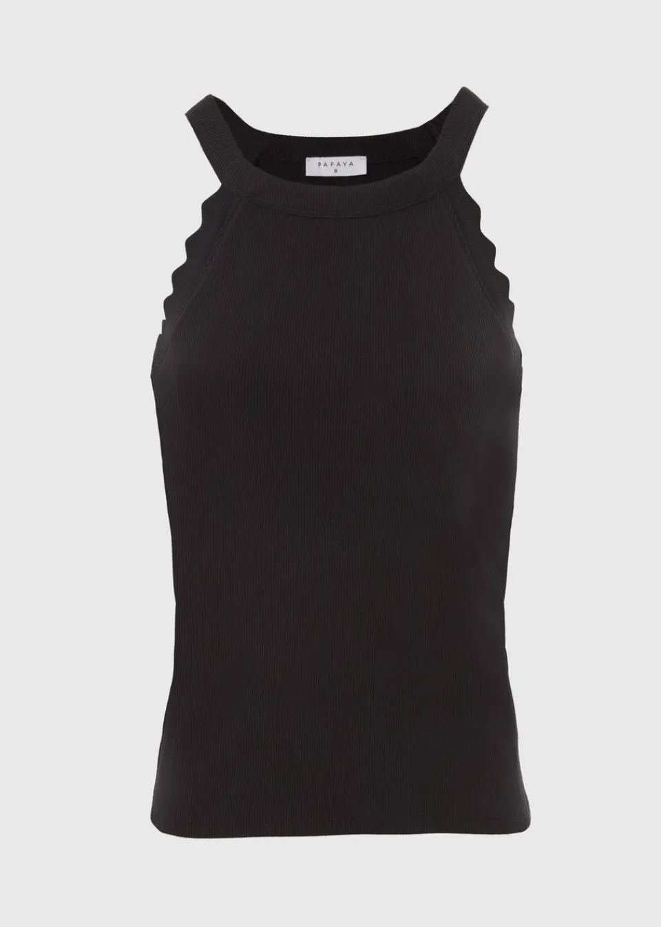 Tops>Papaya Scalloped Edge Racer Back Vest Top Black