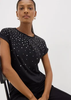 T-Shirts>Papaya Black Scatter Stud T-Shirt