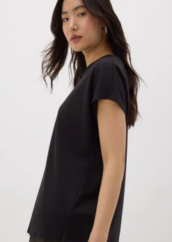 T-Shirts>Papaya Black Seam Front T-Shirt