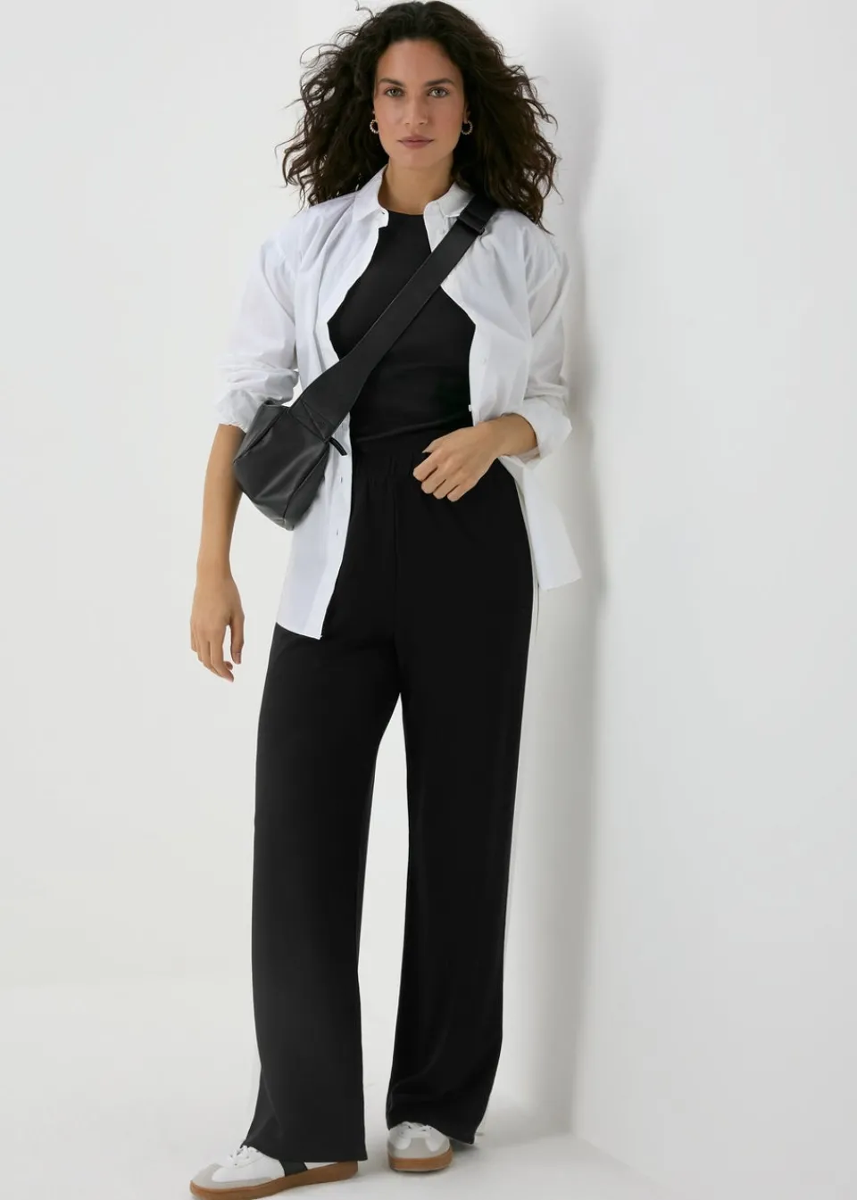 Trousers>Papaya Side Stripe Wide Leg Trousers Black
