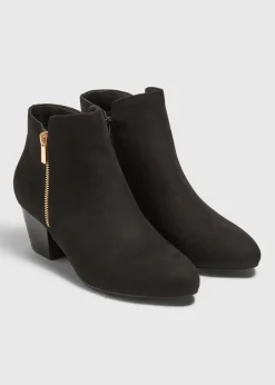 Footwear> Side Zip Heeled Boots Black