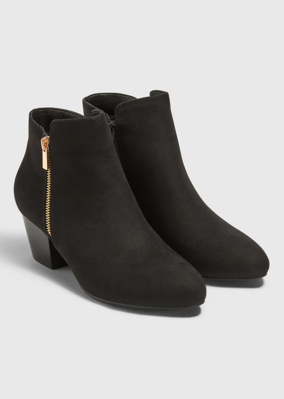 Footwear> Side Zip Heeled Boots Black